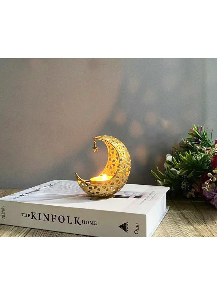 Ramadan Candle Holder & Candlestick Holders , Moon-Shaped Ramadan Decor, Creates Warm Ramadan Kareem Atmosphere, Suitable for Dining Table & Guest Room, Gift for Muslim Friends（3 pcs） - Image 3